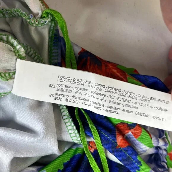 Zara Floral One Shoulder Bodysuit Multicolor Medium Blue New - Picture 6 of 8